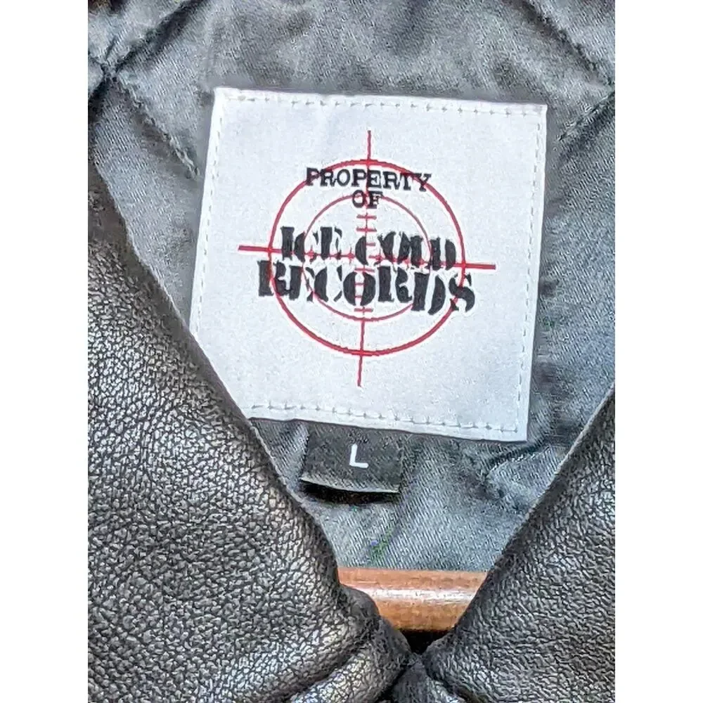 Ice Cold Records ICB Mens Jacket L Faux Leather Black Generational Curse, New
